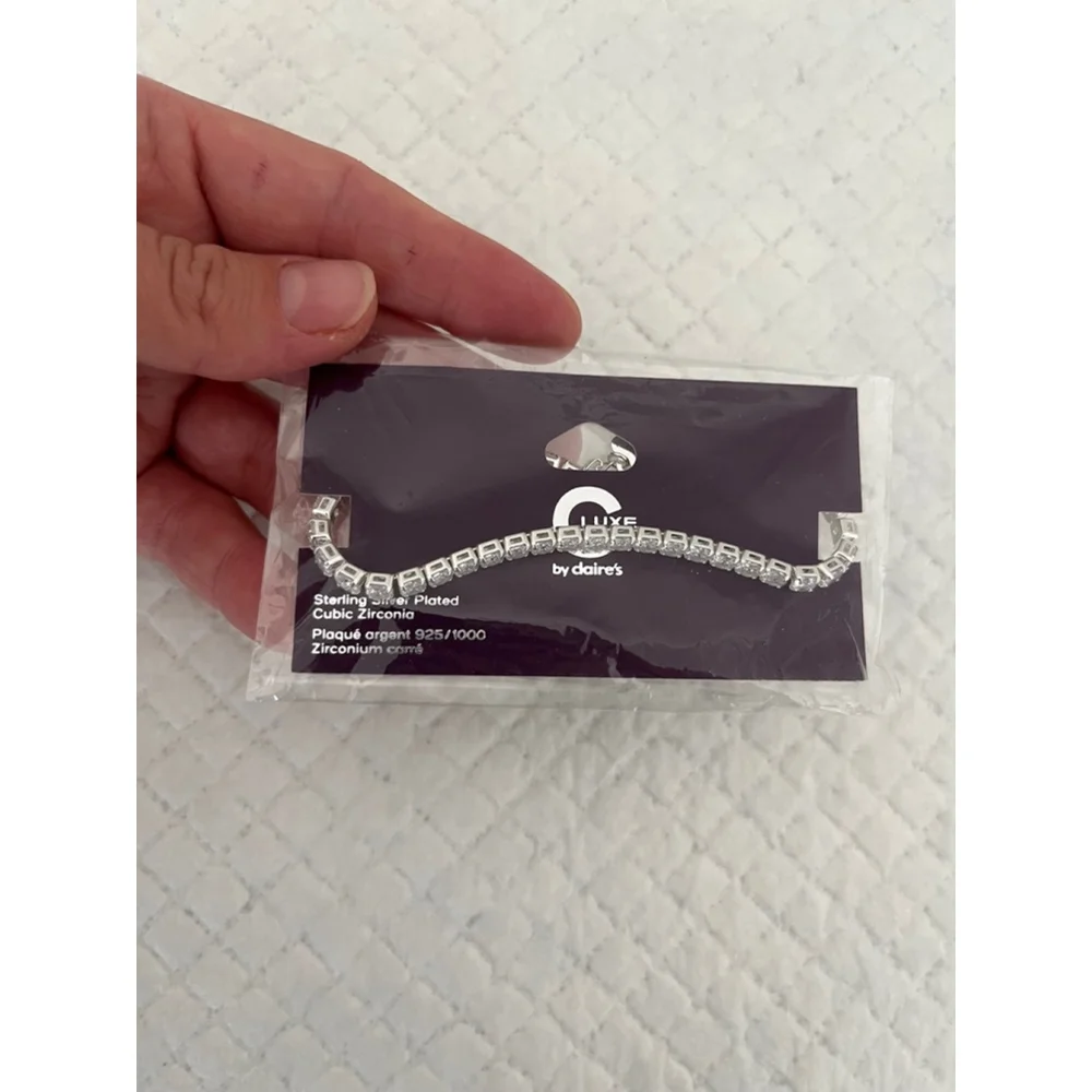 LUXE by Claire’s Silver Plated Cubic Zirconia Tennis Bracelet